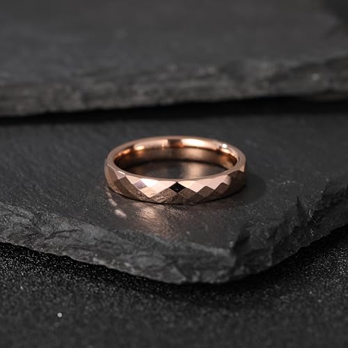 Personalized 4mm Tungsten Carbide Wedding Ring for Men Women Custom Engraved Faceted Dome Polished Blue Wedding Band Size 6-132