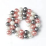 PERLES DE COQUILLA MULTICOLORES DE 6 8 10 ET 12MM RONDES ET LISSES POUR LA FABRICACIÓN DE BRAZACHES À BRELOQUES ACCESOUSES DE 15 POUES-Negro blanco negro_8mm (aproximadamente 46pcs)
