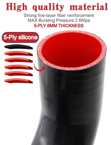 Image of 90 Degree Elbow Coupler ID 3 Inch 5-ply Silicone Hose & Clamp,4 inch Leg Length