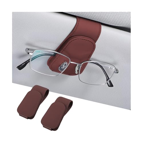 Image of AICEL Sunglasses Holders for Car Sun Visor, Leather Eyeglasses Hanger Mounter, Magnetic Glasses Holder and Ticket Card Clip, Auto Interior Accessories Universal for SUV Pickup Truck