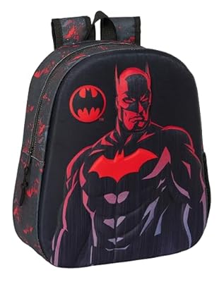 Safta BATMAN - Mochila Escolar, con Diseño 3D, Adaptable a Carro, Ideal para Niños de Diferentes Edades, Cómoda y Versátil, Calidad y Resistencia, 27x10x33 cm, Color Negro | Ya disponible en tu tienda friki favorita! En mundofriki.es!