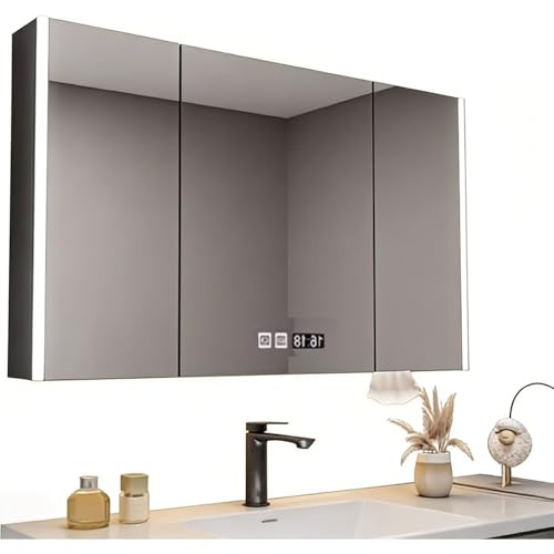 ���ʉ��ϑ� ���ʃ~���[ ���ʋ� ���[ LED���C�g�t���o�X���[���L���r�l�b�g kxzlhaa ���� �� �܂�~�� 90cm ����I �h�A ���ʑ䋾 �܂�~�� �L���r�l�b�g (�O���[,90cm)