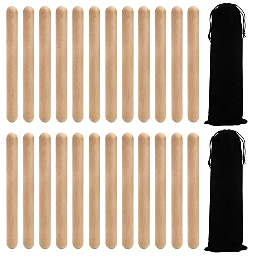 Zeayea 24 Pack Rhythm Sticks With Carry Bag, 8 Inch Wood Claves Musical Percussion Instrument, Music Lummi Sticks For Kids, Hardwood Musical Sticks For Music Parties #TOP14