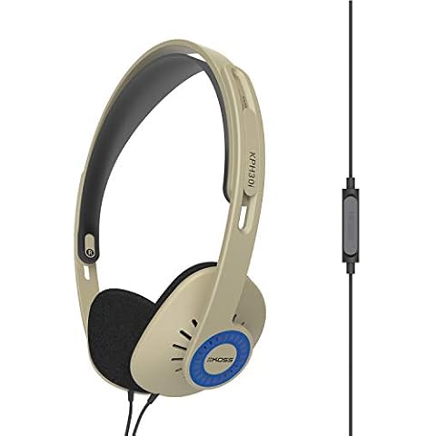 Koss KPH30iRB On-Ear Headphones, in-Line Microphone and Touch Remote Control, Retro Sytle, D-Profile Design, Wired with 3.5mm Plug, Rhythm Beige Cover