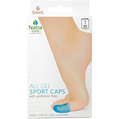 NatraCure Blue Gel Toe Cap and Finger Protector - 6 Pack - (Size: Large/X-Large) - Helps Cushion and Reduce Pain from Corns, Blisters, and Ingrown Nails Cover