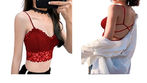 Dilency Sales Women Seamless Fancy Silky Netted Bra Padded Removable Pads.(Free-Size - 28-34) (Maroon)
