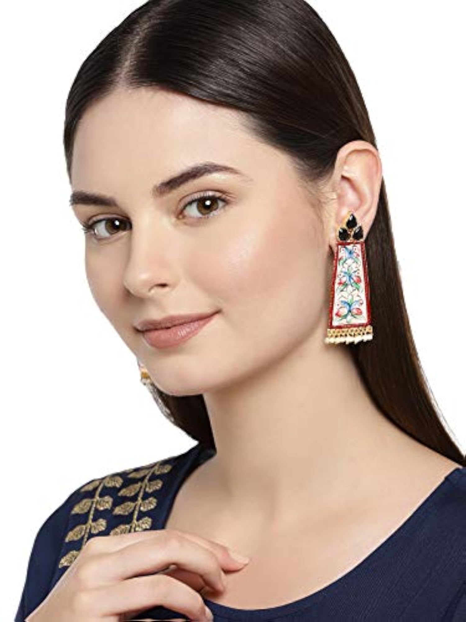 Enamelled Peacock Dangle Earring-ZPFK7707