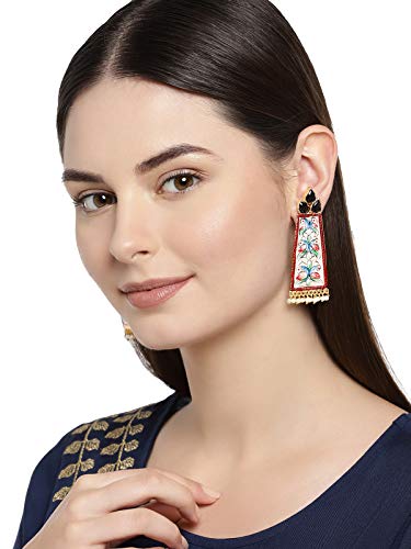 Enamelled Peacock Dangle Earring-ZPFK7707