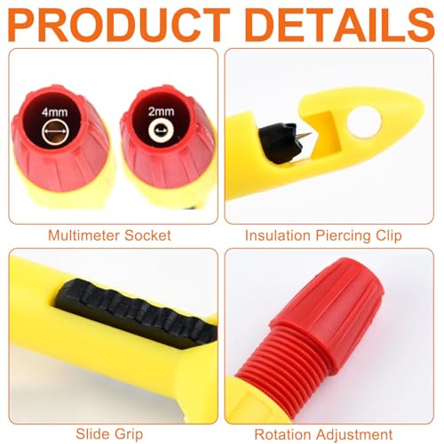 Image of 4pcs Wire Piercing Probe, Insulation Piercing Clip Set Wire Piercing Tool for Multimeter Voltage Voltmeter Thermometer Testing (2mm, 4mm)