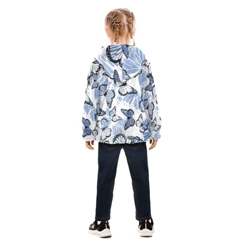 OTVEE Tropical Flying Blue Butterflies Kids Hoodie Jacket Fall Spring Full Zip Warm Outwear Coat4