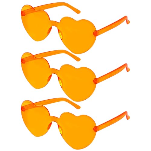 AFNWQI Heart Sunglasses for Women Heart Shaped Sunglasses Orange Thanksgiving Partry Accessories 3-Pack Heart Glasses Orange Sunglasses for Women Halloween Glasses Party Sunglasses