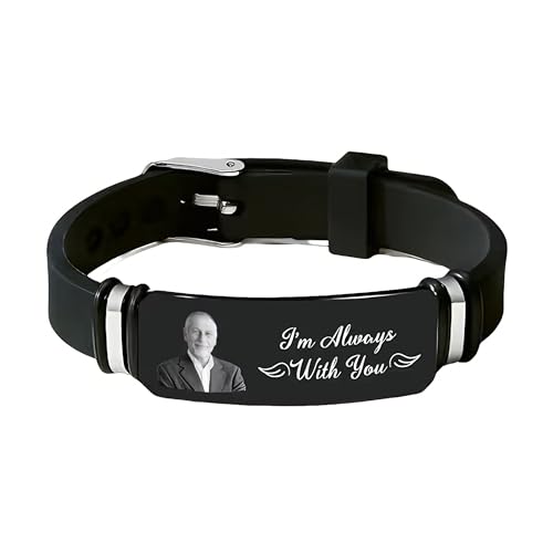Custom Memorial Bracelets with Photo - I'M Always With You, Personalized Memorial Rubber Bracelet Gifts, Custom wristbands Memory Bracelets with Picture Inside for loss loved one