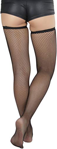 Image of ToBeInStyle Womens Standard Every-day Fishnet Thigh High Stockings