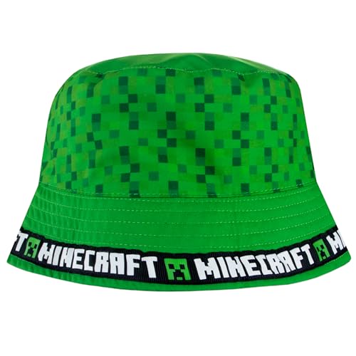 Image of Minecraft Hat, Reversible Kids Bucket Hat, Gaming Apparel, Creeper Merchandise, Black, One Size