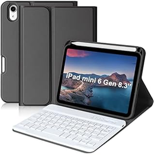 Keyboard Case for iPad Mini 6th Generation 8.3 Inch 2021 Protective Case with Detachable Wireless Keyboard Slim Leather Cover with Pen Holder & Auto Wake/Sleep for iPad Mini 6th Gen 8.3 Inch(Black)