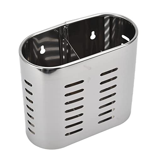 Duimimi Stainless Steel Chopsticks Storage Organizer, Wall Mountable Utensil Drying Rack with Hollow Design for Kitchen, Compact & Space Saving, Drainage Holes for Quick Drying