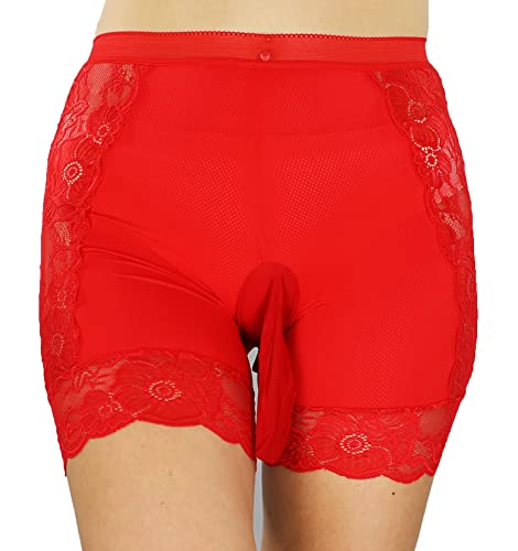 Mona's Choice Womens & Mens Boy Short Panties with Lace Trim/Mens Sissy Panties