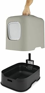 Rotho MyPet Biala Katzenklo mit Haube und Schaufel, Kunststoff (PP recycelt), cappuccino/anthrazit, (51.0 x 39.5 x 44.3 cm)