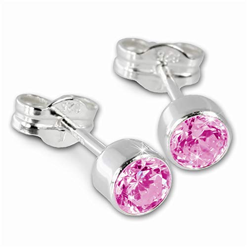 Preisvergleich Produktbild SilberDream Ohrringe 5mm für Damen 925 Silber Ohrstecker Zirkonia pink SDO503P