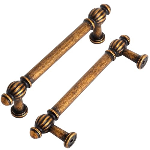 2 maniglie per mobili vintage in ottone, 12,5 x 3,4 cm, per mobili, cassetti, vintage, con viti e cacciaviti, maniglie da cucina, perfette per cucina, cassettiere, armadi