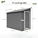 FammyLoft Gartenhaus Metall, 242 x 124 x 192cm, Garten Geräteschuppen Metall, Gerätehaus mit Abschließbarer, Gartenschrank Wasserdicht für Outdoor, Inkl Metallfundament, Grau