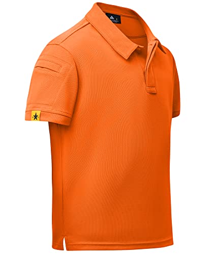 GEEK LIGHTING Boys' Short Sleeve Polo Shirts School Uniforms T-Shirt for Kids and Teens 6-16 Years Orange