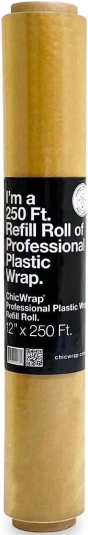 ChicWrap Professional Grade Plastic Wrap Refill Roll - 12 Inch X 250 Feet - Professional Grade Plastic Wrap - BPA Free and Kosher Certified - Reduces Waste & Saves Money
