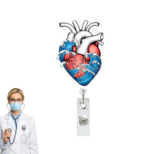 Soporte extensible para tarjetas de identificación | Soporte vertical con diseño de corazón para enfermeras, clip para portatarjetas de identificación, para hombres y mujeres, asistentes para