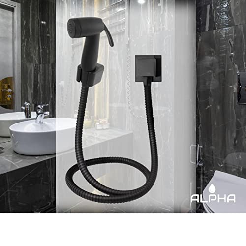 Alpha Hidrometais Ducha Higiênica Quadrada Chuveirinho Intima Banheiro Preta