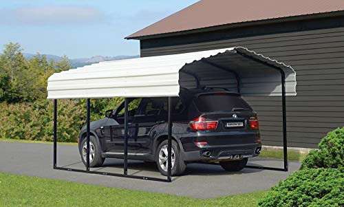 Arrow Shed 10' x 15' x 7' 29-Gauge Carport with Galvanized Steel Roof Panels, 10' x 15' x 7', Eggshell - Thumbnail 4