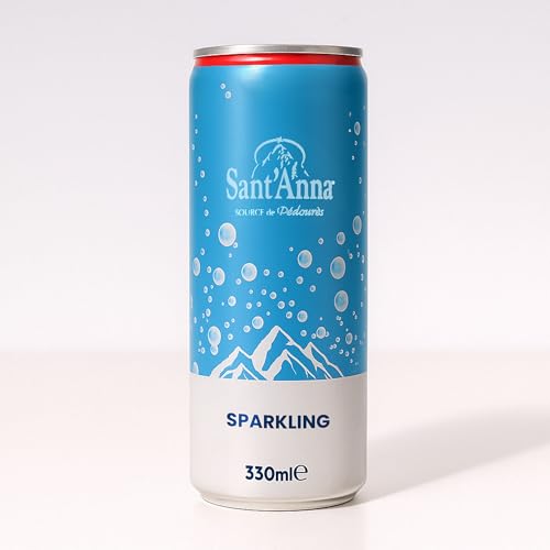 Sant'Anna Sparkling Natural Mineral Water, 11.16 Fl Oz (24-Pack) | Pure French Pyrenees Mountain-Fresh Drinking Water | Natural Functional Drink | Sodium-Free Mineral in Cans