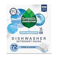 Seventh Generation Dishwasher Detergent Packs for sparkling dishes Free & Clear Dishwasher Tabs (72 Count)