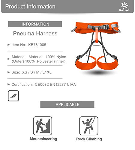 Kailas Climbing Harness Professional Mountaineering Rock Climbing Gear Protect Waist Safety Belt Orange M #TOP2