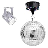 Yescom 12' Mirror Disco Ball w/ 6RPM Rotating Motor & 3W White LED Pinspot Spot Light Kit Home Party...