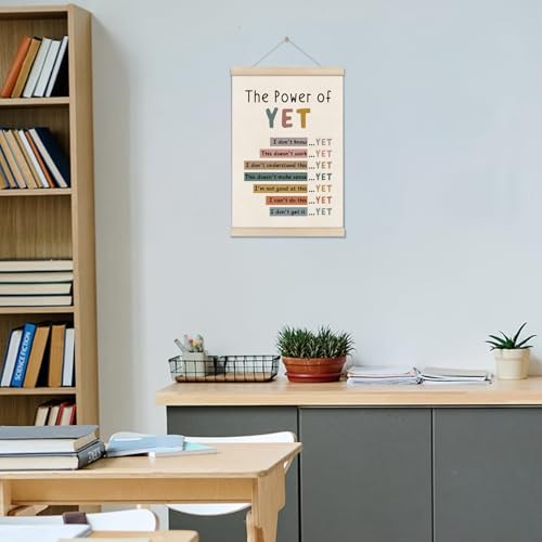 Image of DOI-LANEE The Power of Yet Poster - Motivational Inspirational Wall Decor, Mental Health Therapy Office Decor, Growth Mindset Wall Art for Homeschool Classroom Counselor, 16x12 Inch