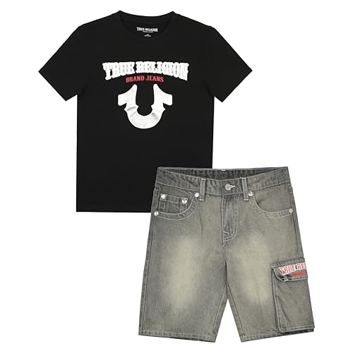True Religion Boys Short Sets for Kids | Boys Jean Shorts and Tee Shirt Clothing Set
