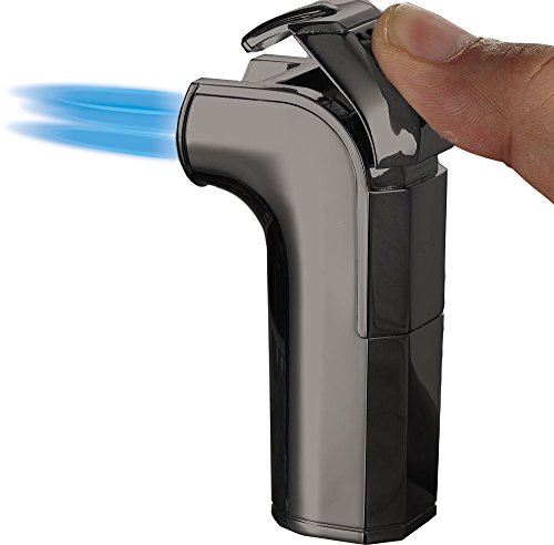 Personalized Visol Handle Triple Jet Flame Satin Gunmetal Cigar Lighter With Free Laser Engraving #TOP4
