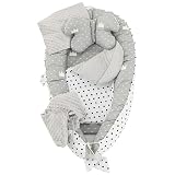SKY & ZEN Babynest: 5 teiliges Babynestchen Set für Neugeborene – Kuscheliges Nestchen...