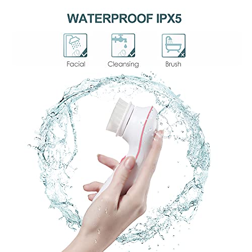 TOUCHBeauty Gesichtsbürste Elektrische,Gesichtsreinigungsbürste Set Wasserdicht mit 3 Aufsätze im Reiseetui-2 Stufen Geschwindigkeiten,Tiefenreinigung Sanfte Exfoliation AG-0759AP(Rosa)