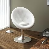 Homgoday Chesterfield Cocktailsessel Kunstleder Weiß Höhenverstellbar 59x58x(78-94) cm Barhocker Loungesessel für Wohnzimmer Küche 240448