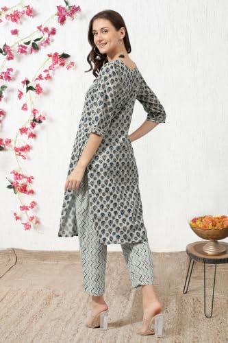 Image of MIRCHI FASHION Pure Cotton Straight Kurta Set for Women with Pant | Printed Kurta Pant Set | Ethnic Office Wear Kurta Set with Trouser