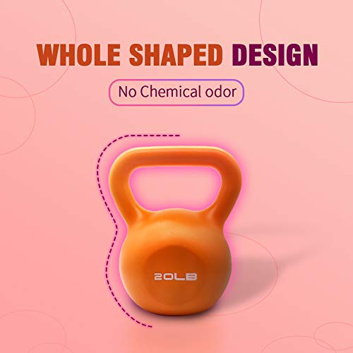 Women Exercise Kettlebells With Vinyl Coated Strength Training Kettle Bell For Home Workout, Strong Grip Weights Set 5/10/15/20Lb (10) #TOP2
