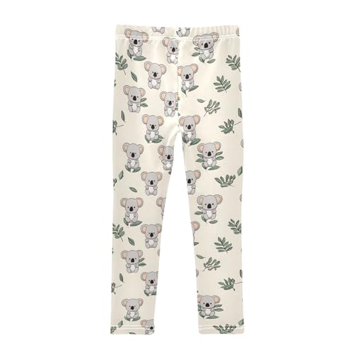 Koala Bear Green Leaf Girls Leggings Soft Stretch Workout Yoga Dance Pants for Kids Casual Tights2