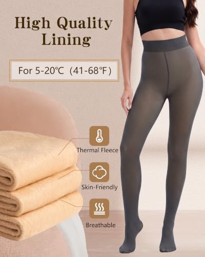 Image of HONGTEYA Fleece Lined Tights Women Winter Thermal Leggings Fake Translucent