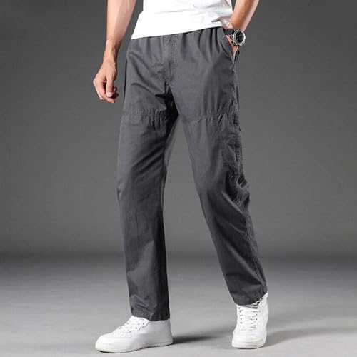 Men's Cargo Pants Elastic Waist Lightweight Drawstring Pull On Straight Leg Trousers Loose Fit Lightweight Workwear2