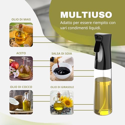 2 Pezzi Spruzzino Olio per Friggitrice Aria da 300ML + 2 Sottobicchieri + 1 Pennello + 1 Imbuto | Nebulizzatore Olio Senza BPA | Vaporizzatore da Cucina per Olio e Alimenti. - immagine 5