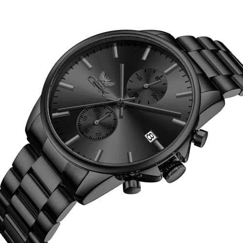 Image of OPK Mens Chronograph Watch Stainless Steel Strap Date Display Luminous Waterproof Business Wrist Watch