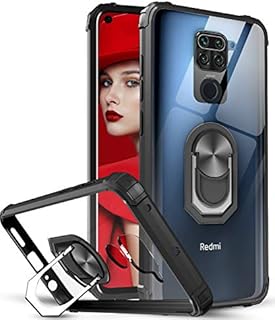 LeYi for Xiaomi Redmi Note 9 Case,Crystal Clear Ring Holder Military Grade Protective Shockproof Tough Silicone Hard Mobile Phone Cover for Xiaomi Redmi Note 9 Black