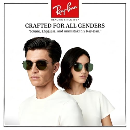 Image of Ray-Ban RB3548N HEXAGONAL FLAT LENSES Square-Round Shape Sunglasses for Men & Women with Official Eyewear Kit