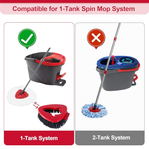 Scrub brush, Spin Mop Scrub Brush Head Replacement + Refill Base Compatible with O Cedar EasyWring 1-Tank System, Hard Bristles Floor Scrubber, Tub & Tile Cleaning Brush for Bathroom, Kitchen, Patio - Thumbnail 2